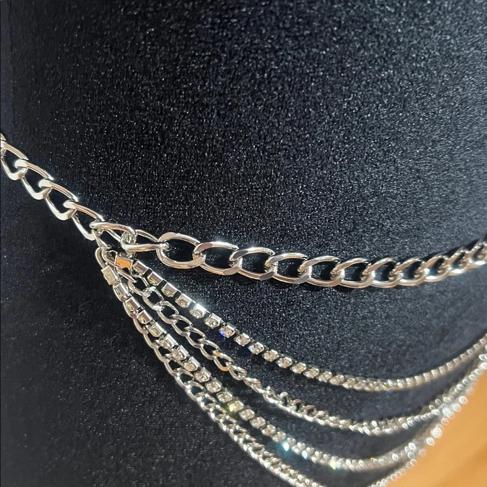 NEW🌹Stylish Multi-Layer Rhinestone Fringed Silver Waist Chain